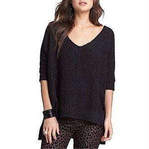 Free People Cozy Cat Black Sweater Pullover small